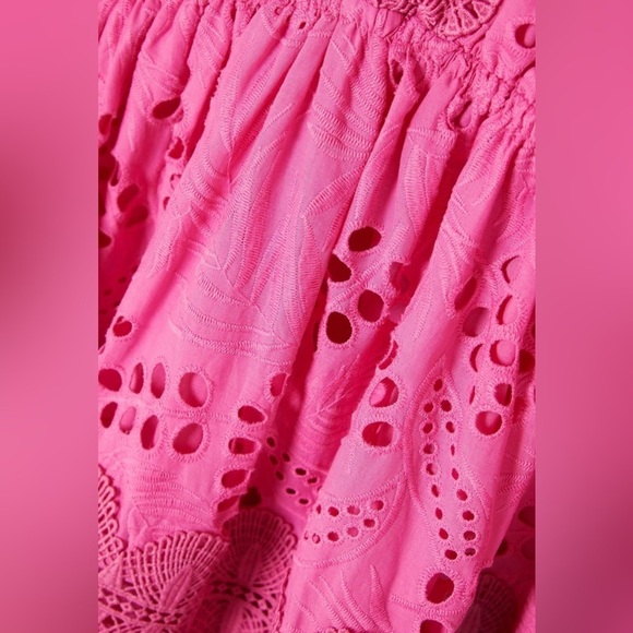 Waimari Connie Lace-trimmed Broderie Anglaise Cotton Mini Dress Pink - Picture 4 of 8